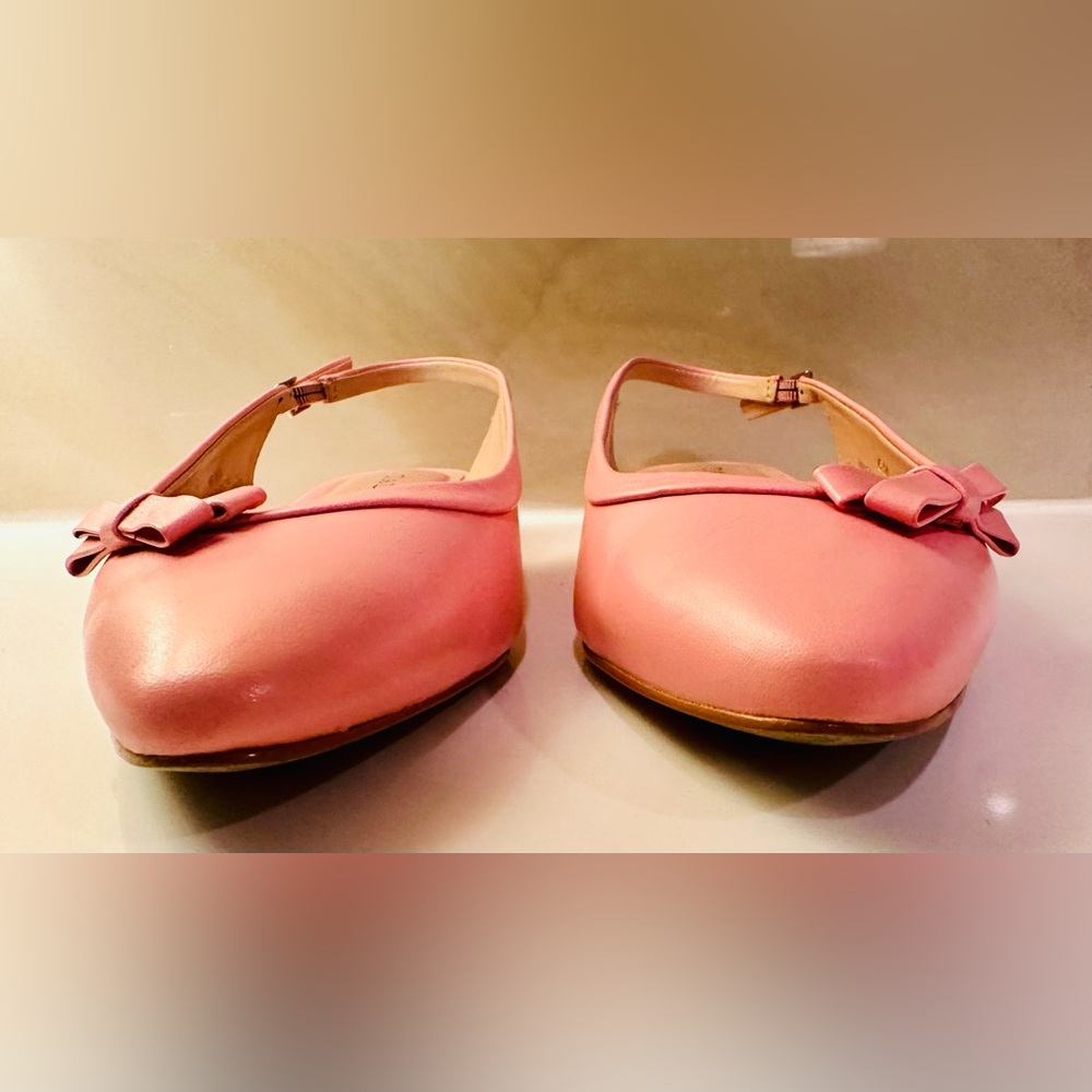 Talbots Pink Slingback Leather Shoes 6 Bow Career Party Classic Feminine Cottage - Picture 4 of 11